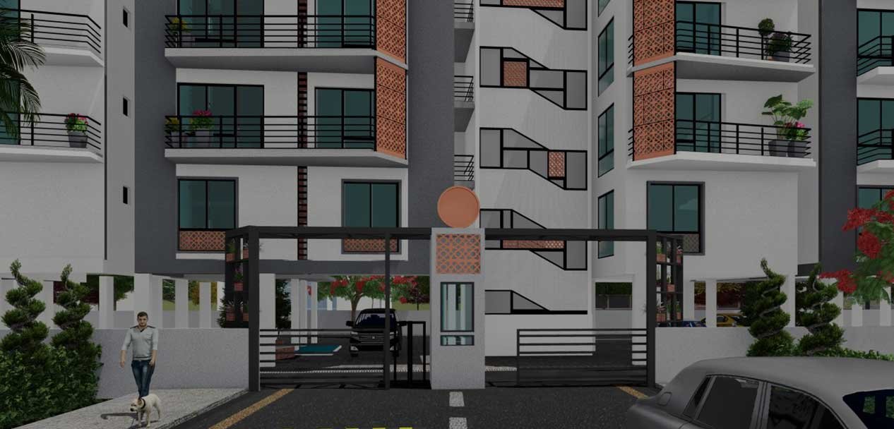 Front Architectural Elevation Drawing of Coconest, Old airport road, Bangalore