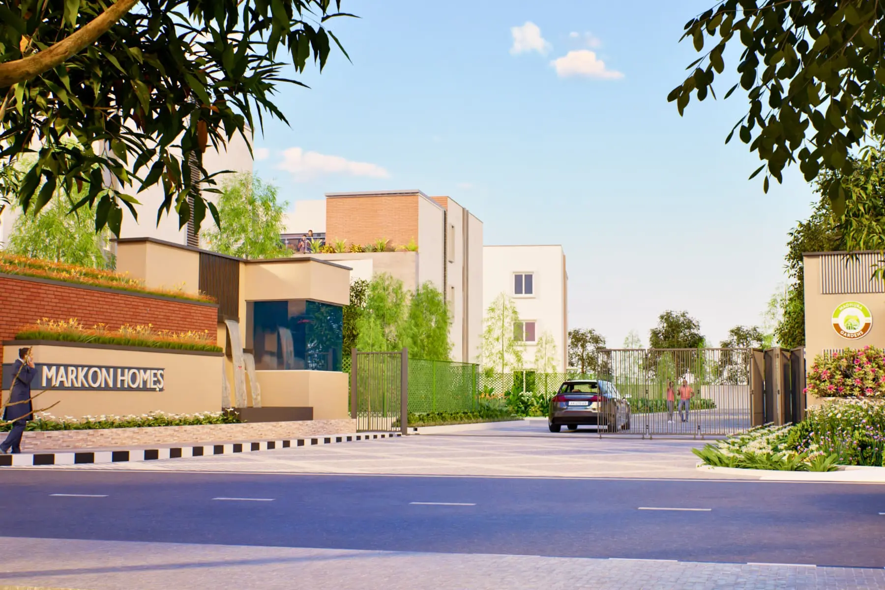 Grand entrance of Madhura Gardens Villas in Varthur, Bangalore