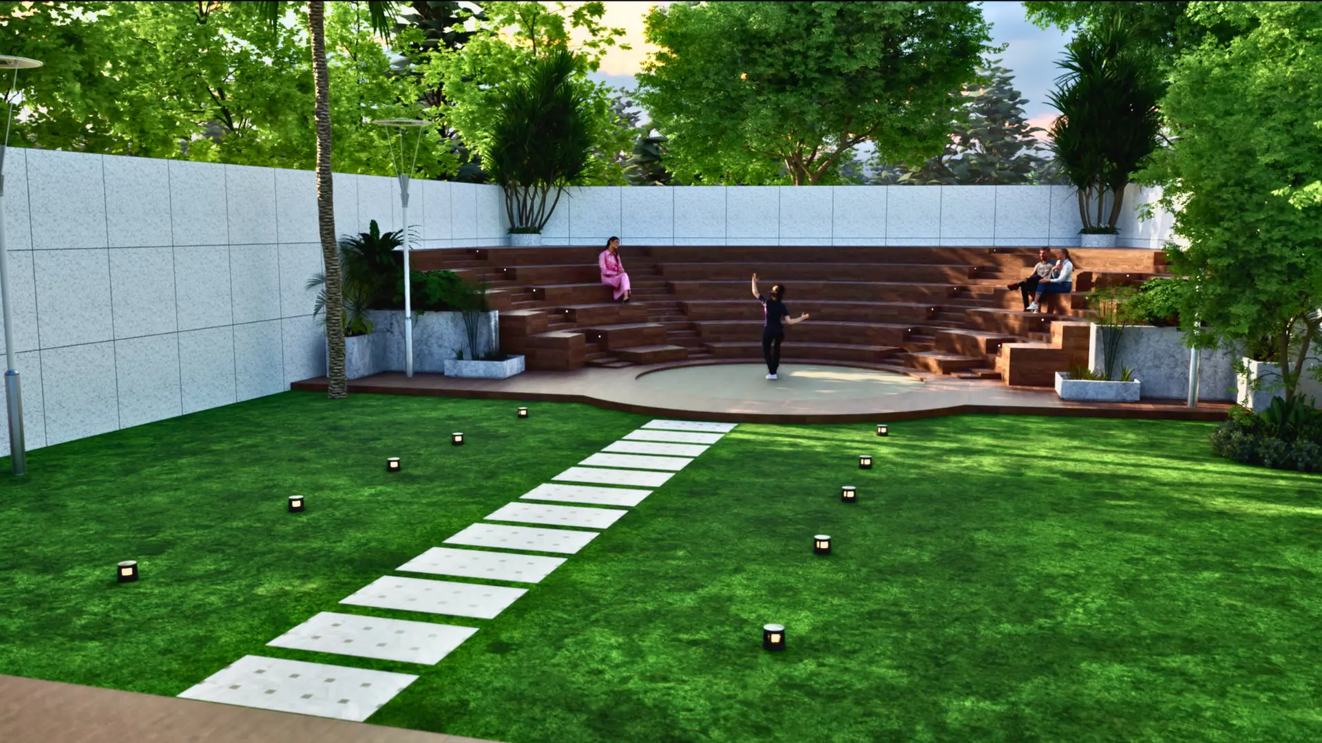 Central lounge and courtyard area at Sportz Valley Sarjapur