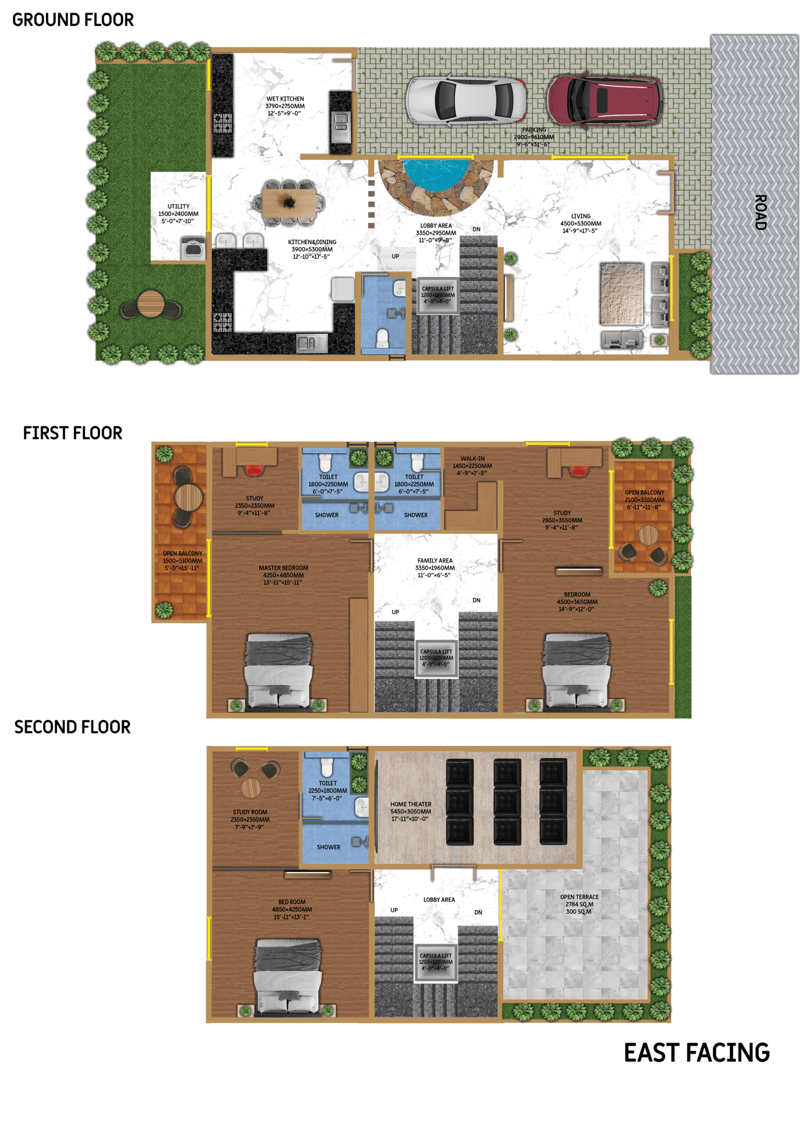 North facing Type 3 floor plan – Sportz Valley 4 BHK villa