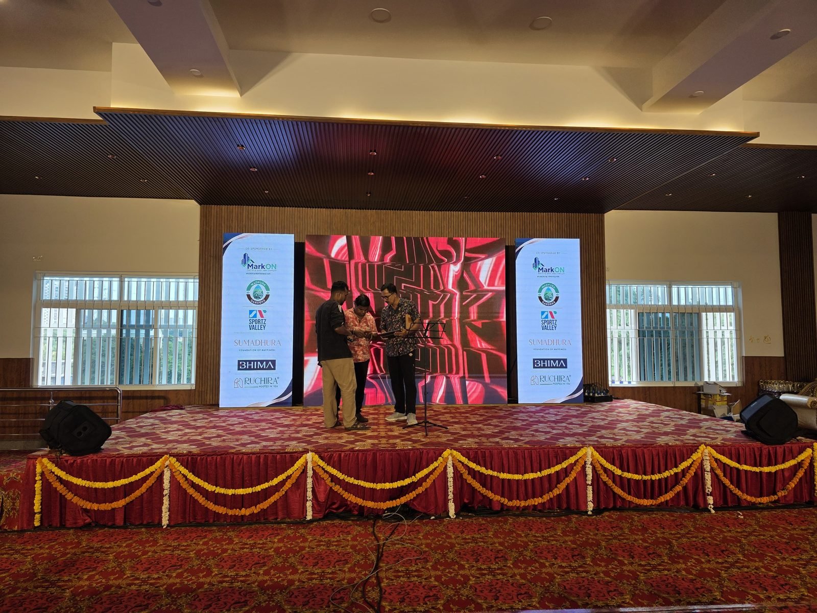 The stage set up in the hall