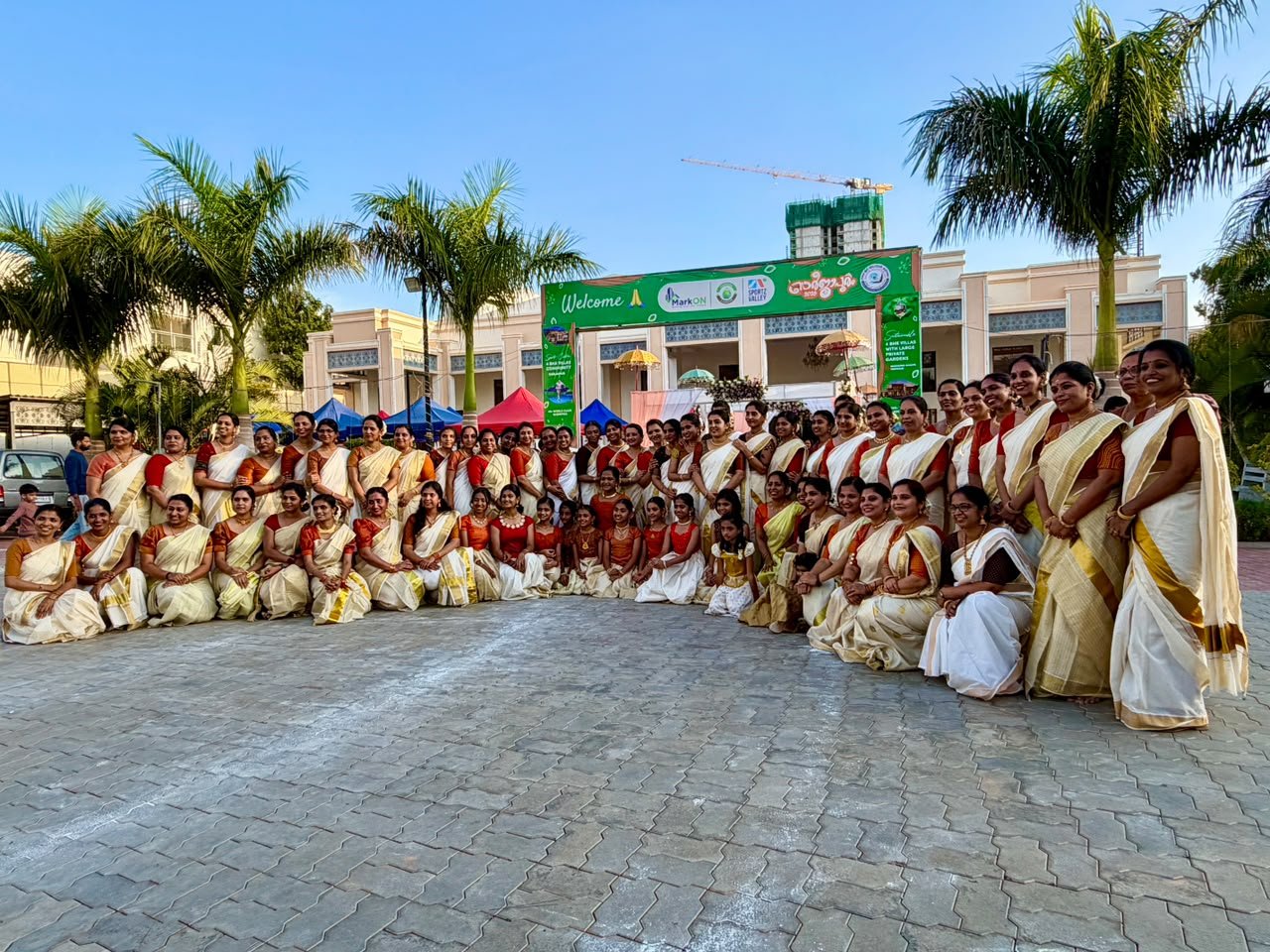 Thiruvathira performers at the Sarjapuram 2026 venue entrance