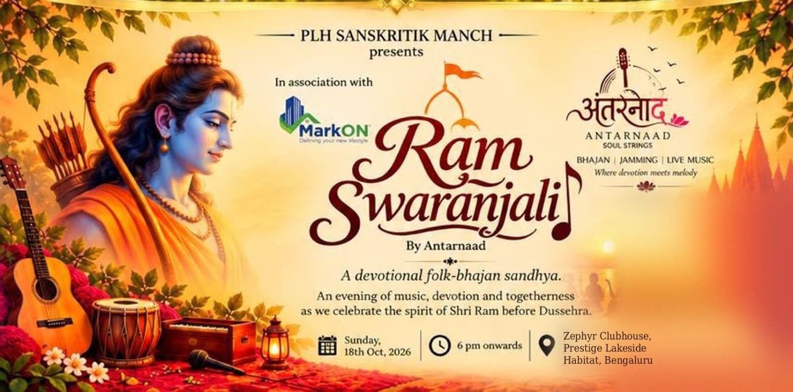Ram Swaranjali 2026 at Zephyr Clubhouse, Prestige Lakeside Habitat, by PLH Sanskritik Manch and MarkON Homes